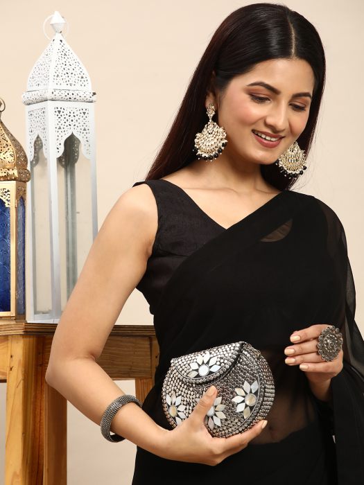 Black Georgette Saree In Bollywood Style bollywood sarees