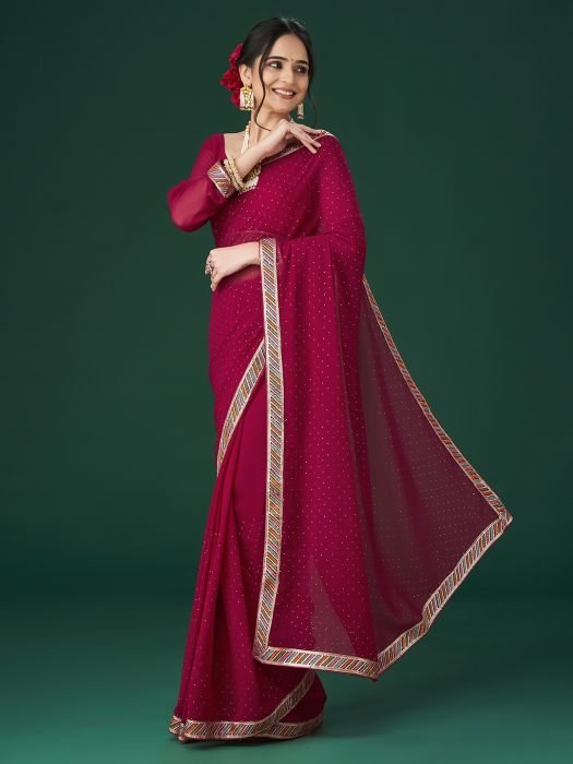 Cherry Embellished Beads and Stones Sarees festive saree