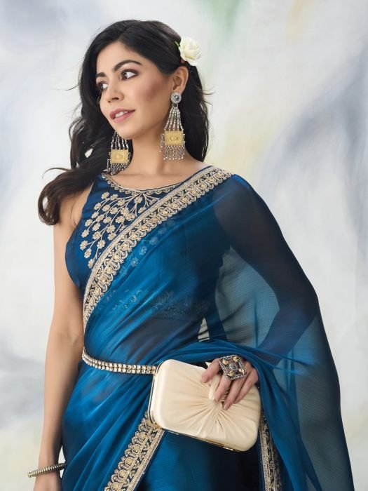 Embroidered Saree With Blouse Piece 