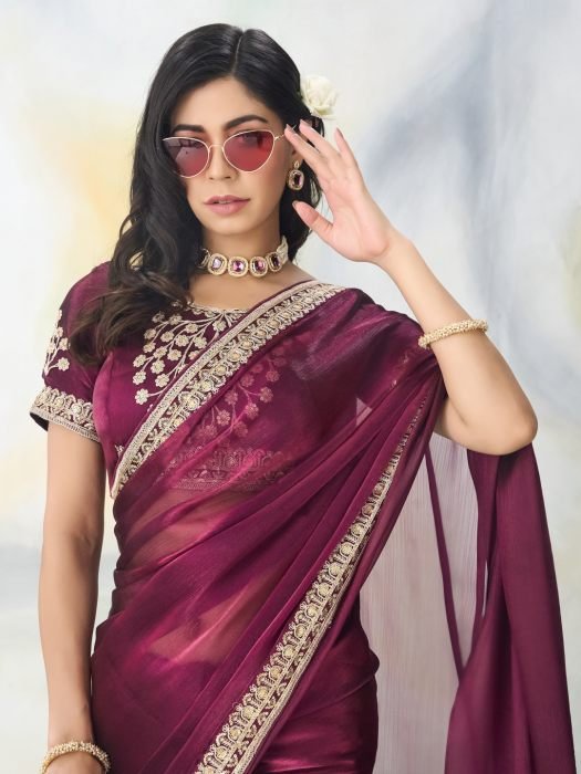 Embroidered Saree With Blouse Piece 