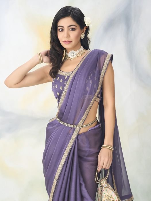 Embroidered silk Solid Saree 