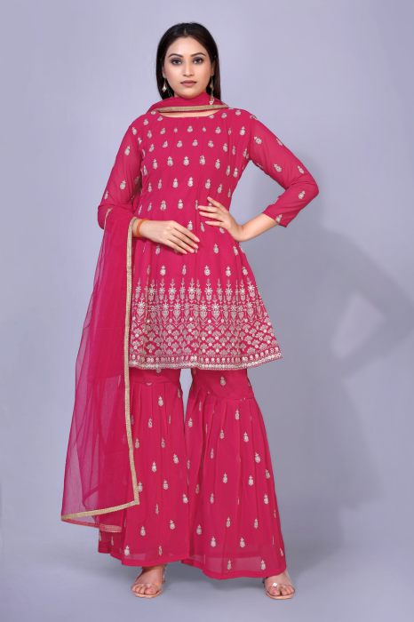 Gajri Embroidered Sequinned Maxi Dress Fabric With Plazzo  And Dupatta  anarkali suits