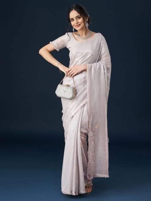 Lavender Sequinned Embellished Saree 