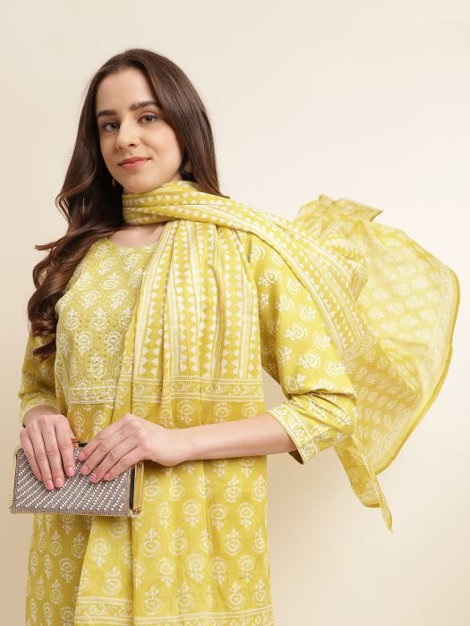 Neon Ethnic Motifs Printed Kurta with Trousers   With Dupatta kurta sets with dupatta