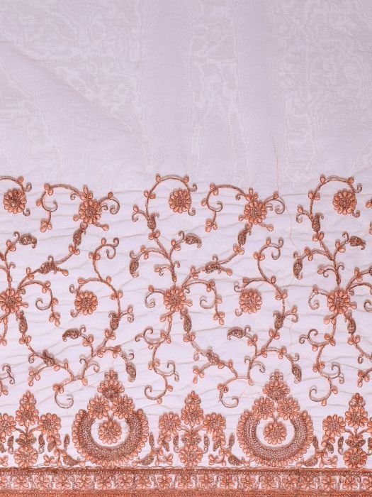 Peach Floral Embroidered Net Saree With Blouse designer saree