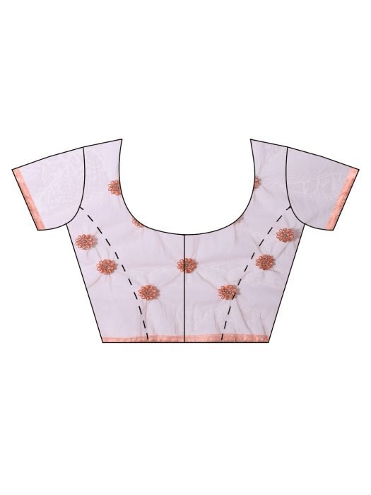 Peach Floral Embroidered Net Saree With Blouse designer saree
