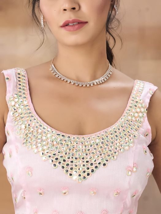 Poly Chiffon Mirror Work Saree party wear saree