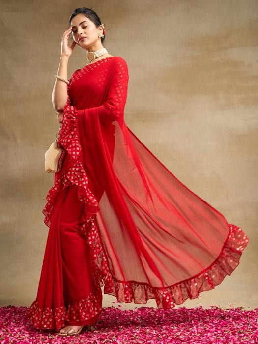 Poly Chiffon Saree party wear saree