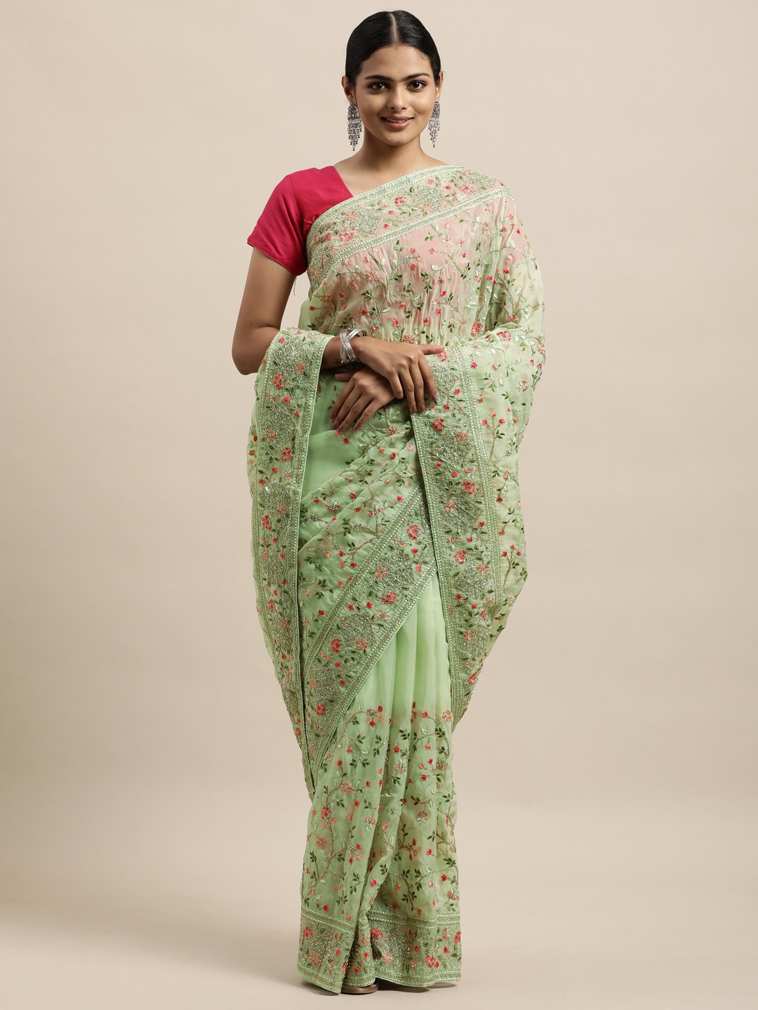 Stylish Heavy Coding With Multi Thred Orgenja Designer Saree With Blouse