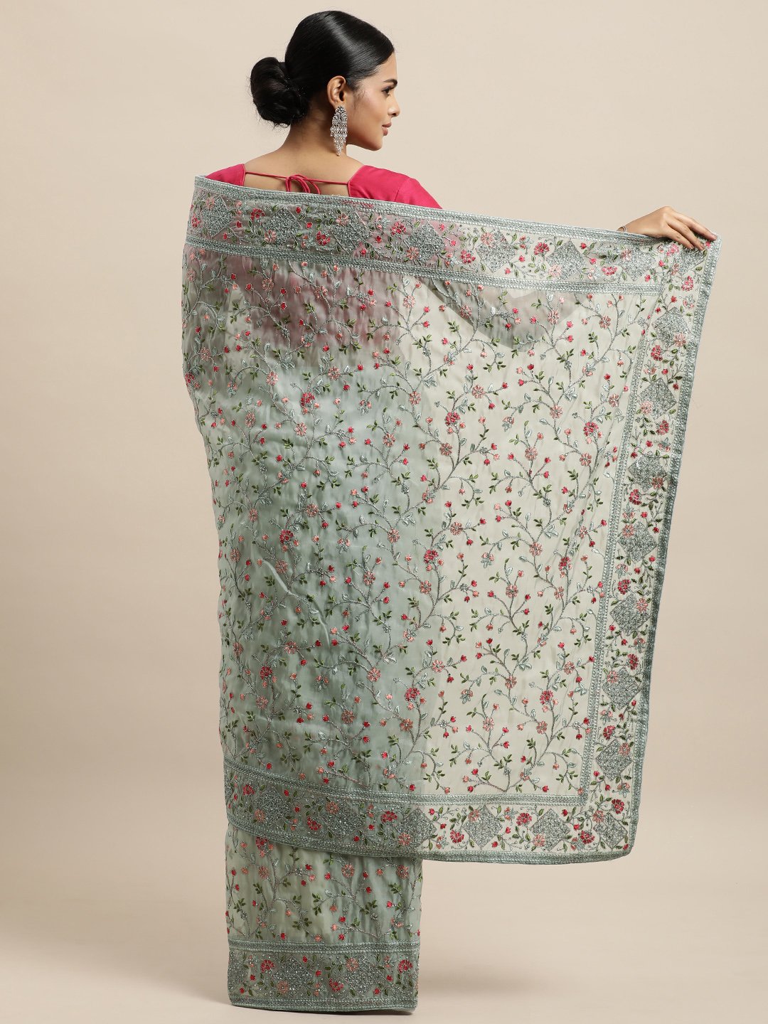 Stylish Heavy Coding With Multi Thred Orgenja Designer Saree With Blouse