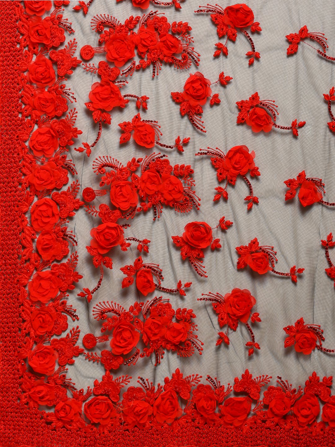 Traditionl Applique Net Embroidered Saree With Blouse